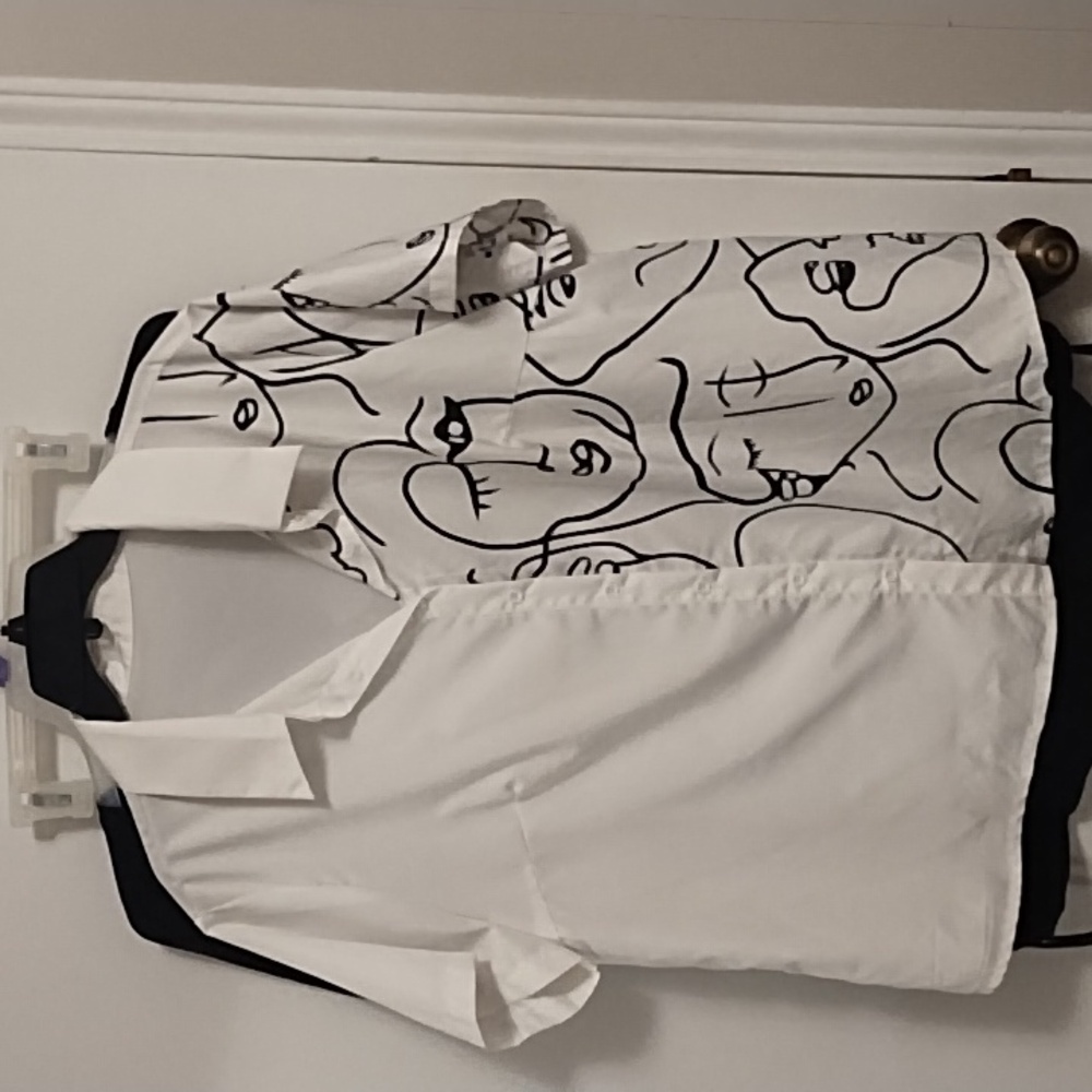 Black and white abstract face button down shirt